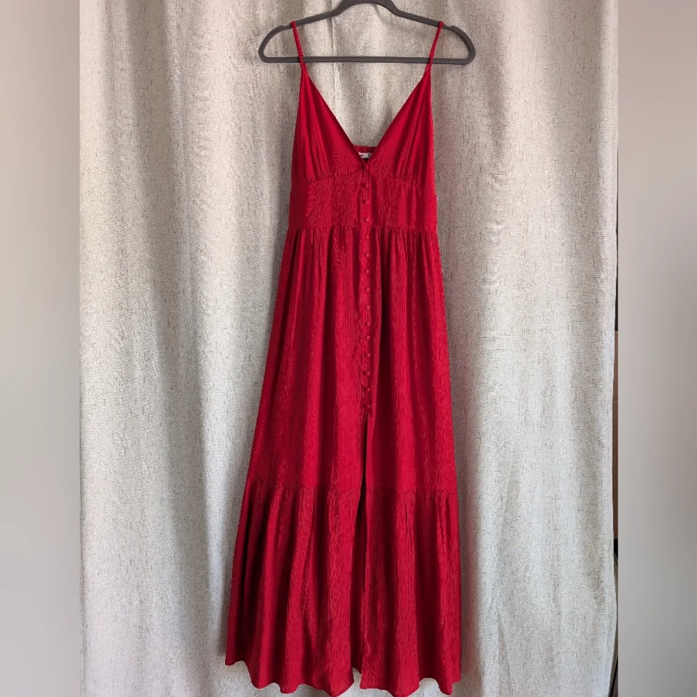 Abercrombie & Fitch Crinkle Textured Button Through Maxi Dress NWT Size MT